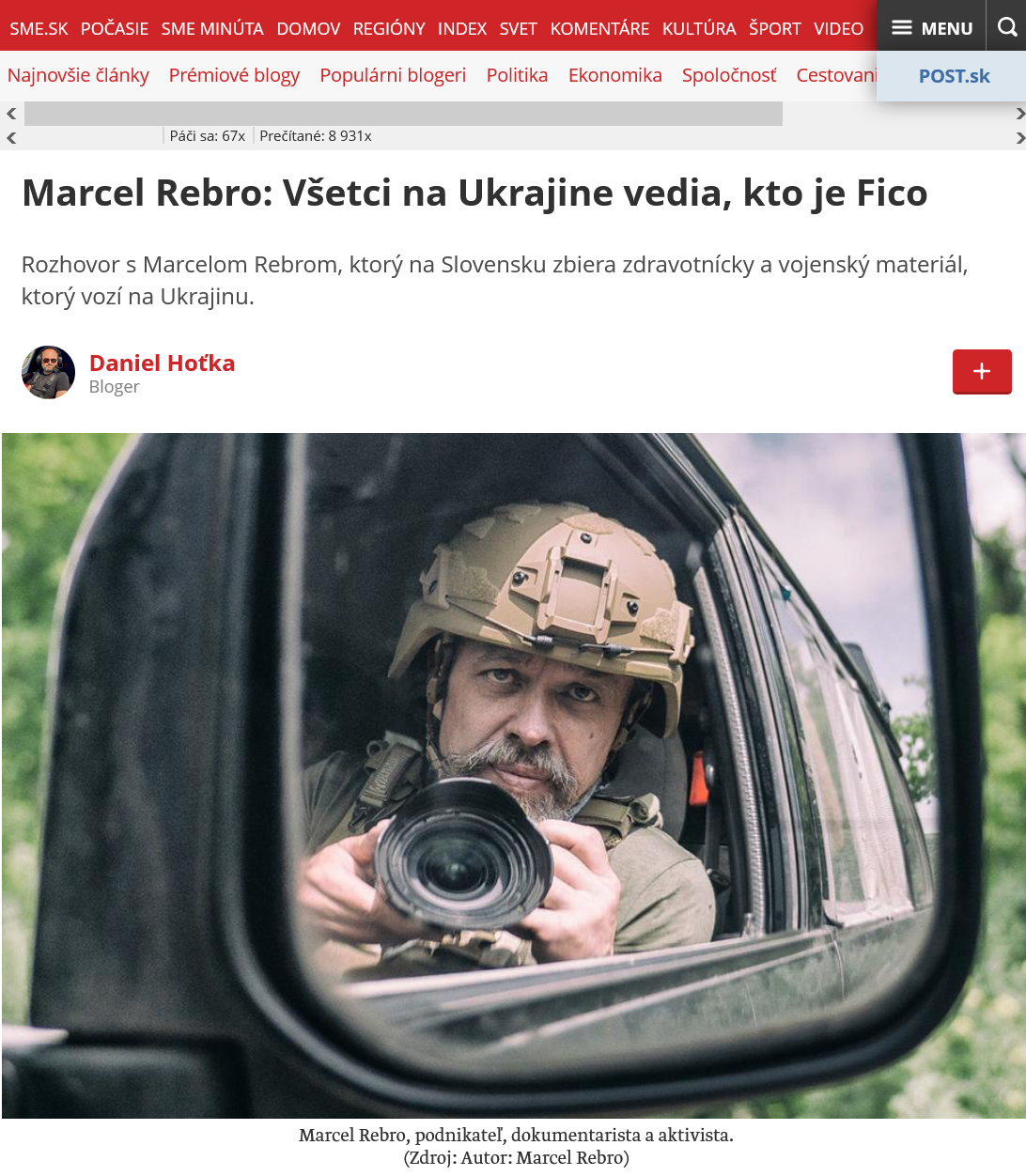 Marcel Rebro: Všetci na Ukrajine vedia, kto je Fico