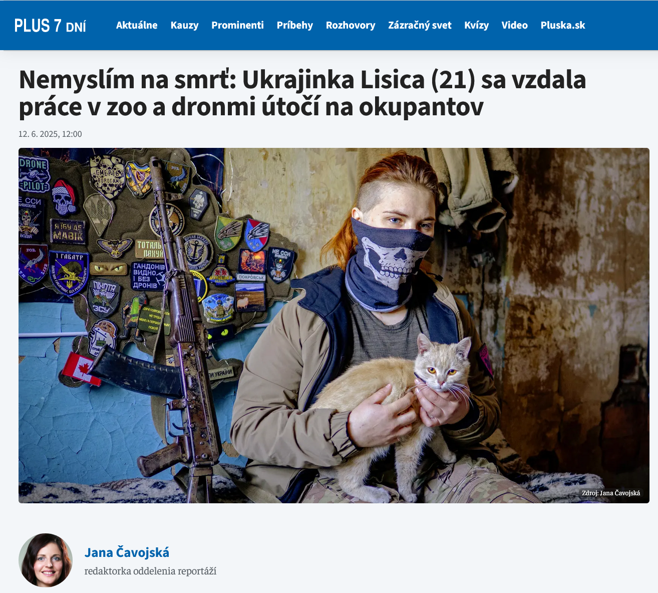 Nemyslím na smrť: Ukrajinka Lisica (21) sa vzdala práce v zoo a dronmi útočí na okupantov
