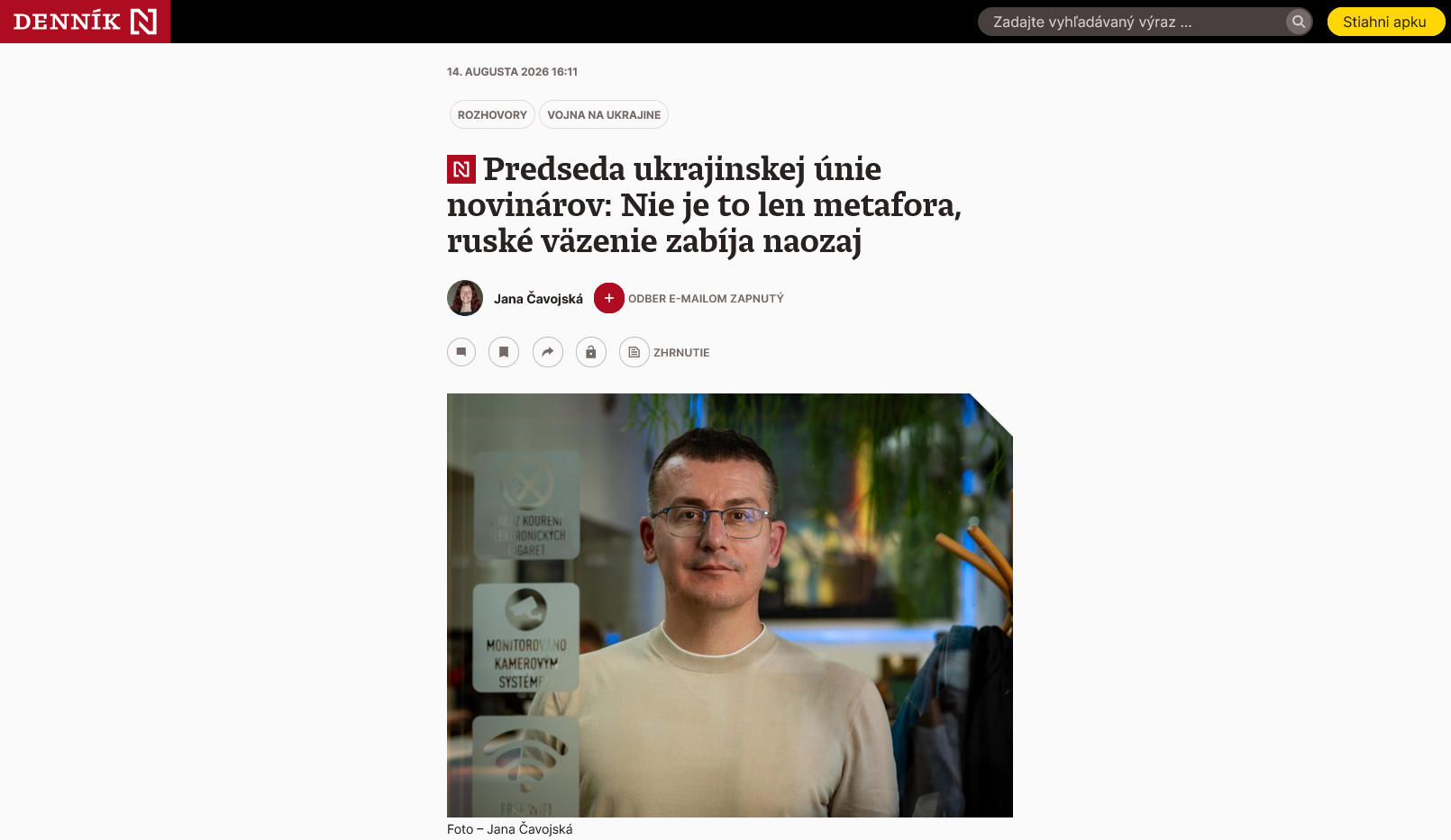 Predseda ukrajinskej únie novinárov: Nie je to len metafora, ruské väzenie zabíja naozaj